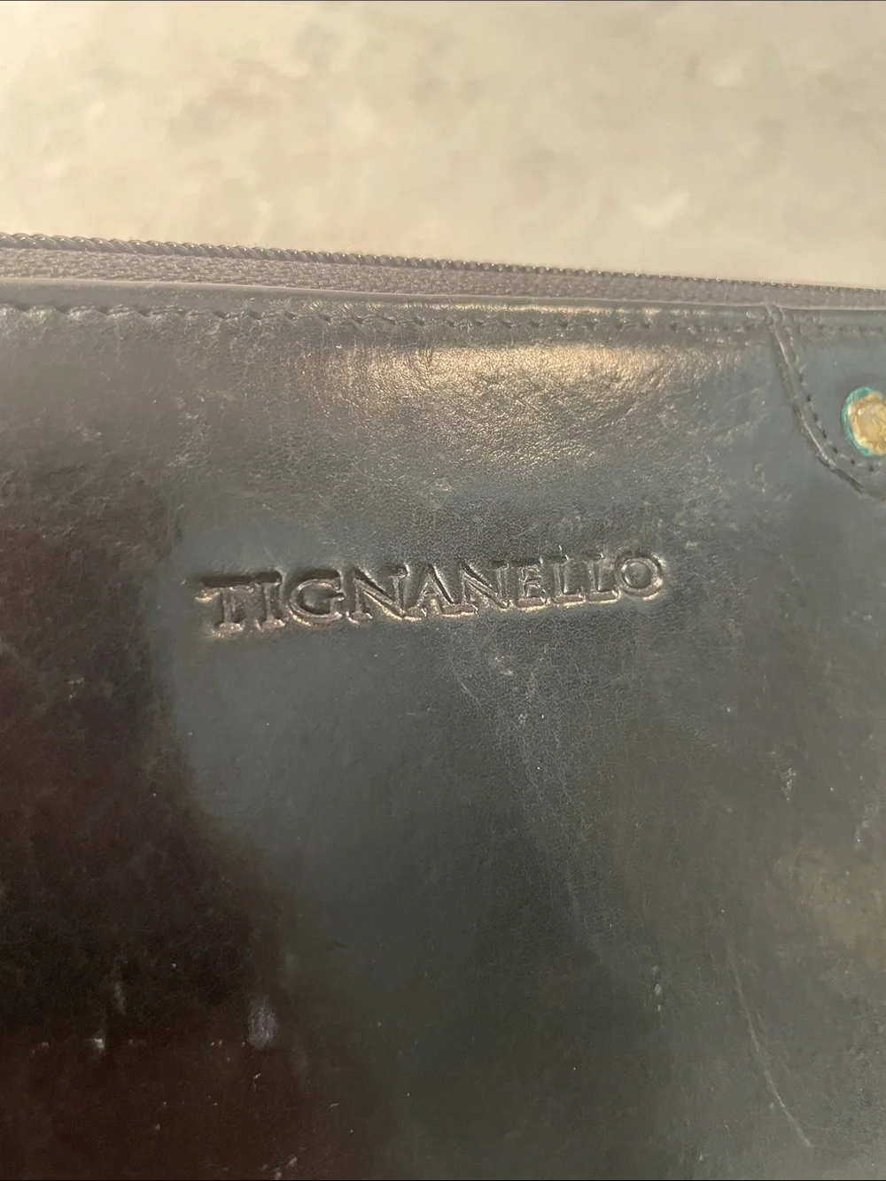 Tignanello Black Leather Zip-Around Wallet